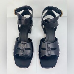 M Gemi Designer Black Women's Luxury Sandals with Gold Buckle Hardware
